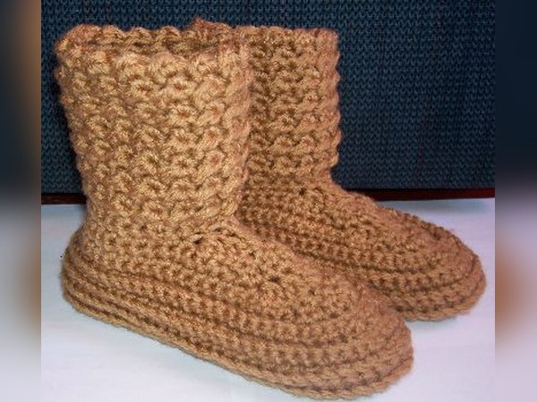Crocheted Boot Slippers Pattern